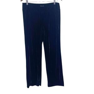 J McLaughlin Pants Womens M Black Velvet Elastic Waist Wide Leg Stretch Dressy